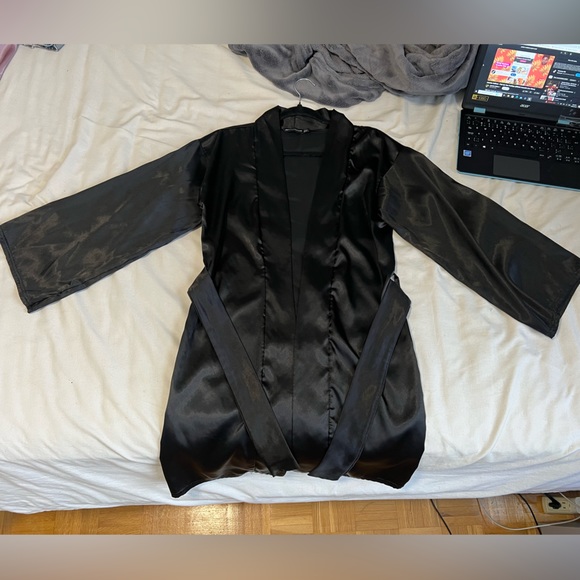 Black Satin Robe - Picture 2 of 6